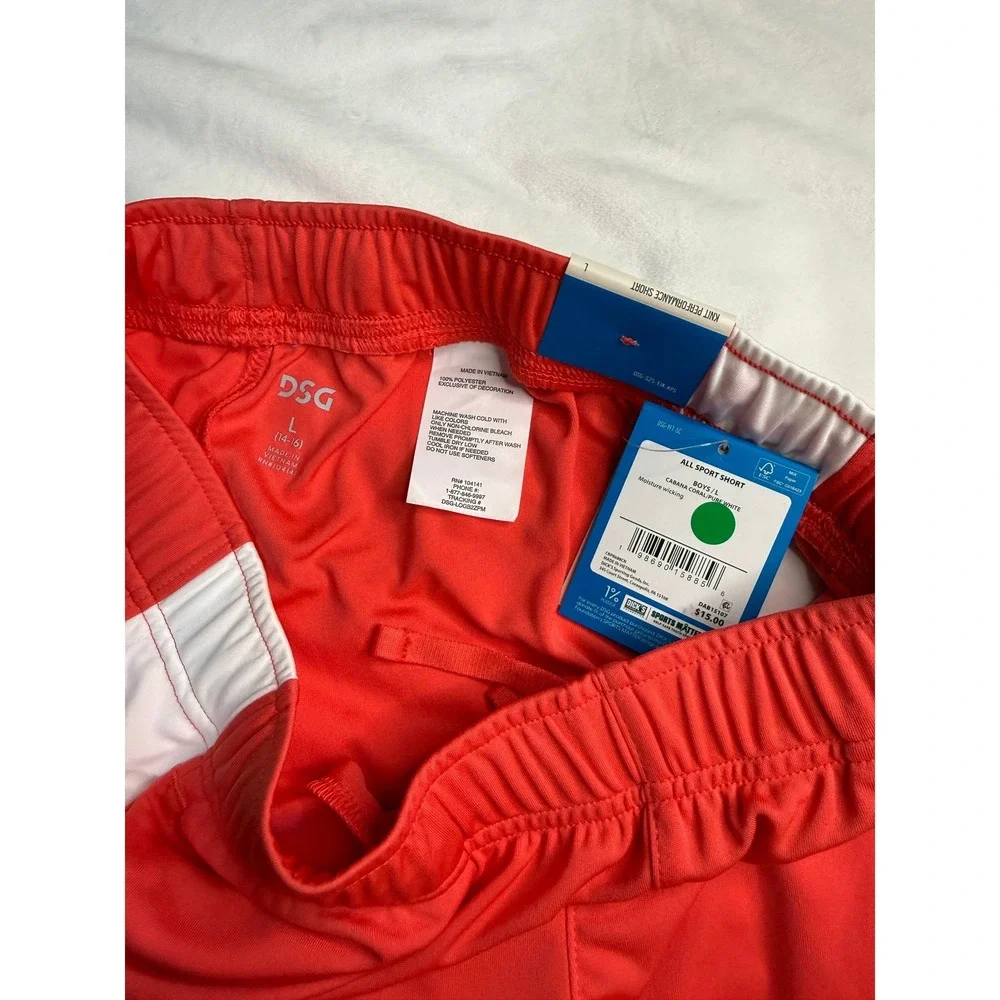 DSG Kids Boys Red White Knit Performance Shorts Size L Athletic Sport
